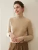 Suéter de doble capa engrosado con cuello semi-alto 100% cachemir puro para mujer, jersey de punto trenzado como prenda base