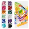 Popular Caja de 12 Rejillas Mini Diamantes de Imitación para Uñas, Cristal de Vidrio Transparente de Colores, Diamantes de Imitación Brillantes con Base Plana, Accesorios para Uñas al por Mayor
