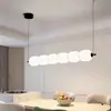 Lustre de restaurante rotomoldado, luminária de abóbora creme francesa, luminária minimalista moderna para balcão de bar, sala de chá, sala de jantar, luminária de barra longa com múltiplas cabeças