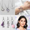 Aretes hechos a mano para armar, collares, colgantes pequeños, forma de corazón de aleación, moño, tulipán, colgantes morados, accesorios de joyería para armar
