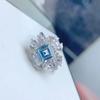Anillo de Nuevo Estilo con Incrustación de Plata 925, Topacio Citrino Amarillo Natural, Anillo Cuadrado Ajustable de Lujo para Mujer, Joyería de Piedras Preciosas de Colores