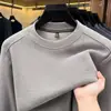 Nueva Sudadera con Capucha de Manga Larga para Hombre Otoño Jersey de Cuello Redondo Top Capa Base de Moda Camiseta de Manga Larga para Hombre