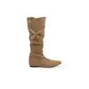 Botines con Volantes de Altura Creciente Estacionales de Primer Encuentro para Mujer, Botas de Caña Alta Retro de Dos Formas de Llevar, Nuevas Botas de Vaquero Occidentales con Punta Afilada de Otoño/Invierno
