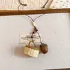 Lazer Montanhoso~Novo Colar com Pingente de Bolota Estilo Chinês Redondo, Corrente para Clavícula com Design Moderno, Acessório de Nicho de Luxo Leve