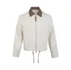 Eme Otoño Nuevo Lino Cleanfit Chaqueta Corta Ancha Chaqueta para Hombres y Mujeres Americana Holgada Color Contrastante Solapa Top