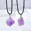 Collar de piedra amatista natural en bruto de forma irregular al por mayor, colgante de amatista único para mujer, suministro transfronterizo