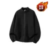 Moletom com Gola Alta e Zíper Unissex Inverno Estilo Hong Kong Tendência Quente Solto Top Jaqueta Esportiva Casual