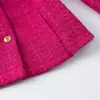 Venta al por mayor de ropa para mujer de estilo europeo y americano, estilo INS transfronterizo, chaqueta de tweed elegante y versátil con cinturón para ceñir la cintura