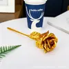 Caixa de Presente Dia dos Namorados Transfronteiriço com Flor Eterna, Buquê de Rosas Artificiais Acabamento em Folha de Ouro, Presente para o Dia dos Namorados Chinês, Caixa de Presente Souvenir