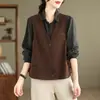Foto Real Colete Outono 2026 Feminino Casual Top Feminino 100% Algodão Moda Versátil Roupas Femininas Colete Capa de Ombro Jaqueta