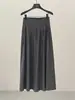 Saia Jianhe 2026 Nova Coleção Primavera Cintura Alta Design Plissado Linho Tencel Elegante Barra Larga 59235