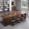 Mesa de conferência de escritório Mesa longa simples moderna longa de madeira maciça Mesa de placa grande Mesa de negociação de equipe simples e combinação de cadeira