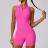 Mono Deportivo de Alta Intensidad Transfronterizo Micro-Cool para Espalda Hermosa Yoga Cremallera Ajustado de Segunda Piel Traje de Fitness de Una Pieza con Almohadilla en el Pecho