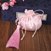 Bolsita Redonda Antigua Hanfu para Llevar Bolsa Vacía Estilo Nacional Bordado Borla Bolsas Flor Carro Colgante Bolsa Hoja de Loto