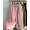 Pantalones carrot cropped casuales de talla grande para mujer, cintura elástica, finos, holgados, versátiles, estilo papá, pantalones harén de verano