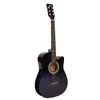 Guitarra folk de madera OEM personalizada de 38 pulgadas para principiantes de nivel de entrada con ángulo faltante de guitarra multicolor en stock para la venta