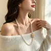 Collar Largo de Perlas de Moda Retro Francés para Mujer Cadena Sencilla para Suéter de Lujo Ligero Temperamento Accesorios de Estilo Explosivo de Alta Gama