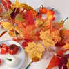 Enfeites Pendentes de Outono, Folhas de Bordo Simuladas e Rattan, Plantas Verdes Simuladas de Halloween, Decorações do Festival da Colheita da Amazon, Folhas de Bordo Simuladas