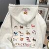 Sudadera con Capucha Bordada Floral Estilo Japonés para Perro para Mujer Primavera, Otoño e Invierno 2026, Estilo Perezoso, Forrada de Polar, Engrosada, Chaqueta Cardigan con Capucha