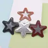 Couro Sintético Estrelado Cor Lisa com Borda Oleada Estilo Doce Cool Espelho de Maquiagem Pingente Chaveiro Pentagrama Pingente para Bolsa de Celular DIY