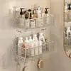 Tubo de almacenamiento para peine de baño de acero inoxidable 304, soporte para rizador de pelo, organizador de tocador de baño montado en la pared, instalación sin perforación