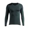 Suéter de Algodón Fino de Cuello V para Hombre, Otoño e Invierno, Camiseta Térmica de Modal de 120 Hilos, Top de Manga Larga