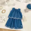 Conjunto de Chaleco para Niñas de Verano 2025 Nueva Moda de Verano Mezclilla Elegante Bebé Moderno Conjunto de Dos Piezas para Niños