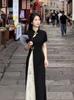 2025 Nova Moda de Verão Exquisito Cheongsam Chinês Vestido Slim Elegante Saia Slim