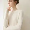 Suéter de cashmere 100% puro espessado para mulheres, gola redonda, trança, manga longa, pulôver, malha macia e aconchegante para outono e inverno, adequado para o trabalho
