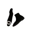 Otoño e Invierno Estilo Pequeño Aroma Adelgazantes Espalda Elástica Negro Más Terciopelo Botines Skinny Cremallera Nueva Botines de Tobillo Mujer 2026 Hebilla Cuadrada con Pedrería