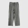 Estilo casal fio tingido gaze 40s masculino feminino gaze dupla camada algodão puro casa calça longa estilo fino calça de dormir calça de ar condicionado