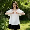Diseño de Verano para Mujer Nuevo Manga Corta Estilo Francés 2026 Cuello Cuadrado Camisa Burbuja Holgada Top Muñeca