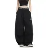 Calça Jogger Plissada Casual Estilo Americano para Mulheres, Caimento Solto, Emagrecimento, Versátil para o Verão, Calças Largas para Dança, Calças Casuais