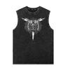Nova Caveira Lavada Velha Batik Vintage Rock Solta Caveira Sem Mangas Camiseta