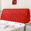 Funda Roja Brillante para Cabecero con Encaje Hueco, Funda Estilo Francés, Respaldo de Encaje Vintage, Funda de Cama a Prueba de Polvo de Cobertura Completa