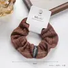 Scrunchie de Lana para Otoño e Invierno Goma para el Cabello Accesorio de Cabello de Alta Gama Banda Elástica Cuerda de Dique Rayada de Supermercado Goma para Coleta