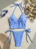 2026 Nuevo Bikini Rayado Sexy Chica Caliente Toalla Rayada Traje de Baño de Dos Piezas Comercio Exterior Transfronterizo
