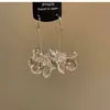 Brincos Coreanos Novos de Gelo Transparentes com Strass Flor de Resina Estilo Longo Modernos Doces Frescos Alta Classe Temperamento Ganchos de Orelha