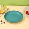 Plato Redondo de Paja de Trigo Plato de Frutas de Plástico para el Hogar Plato de Fibra para Snacks de Verduras Cena