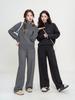 Suéter Jacket de Punto Grueso de Color Sólido con Cremallera Transfronterizo para Mujer, Estilo Perezoso Holgado de Otoño e Invierno, Traje de Moda