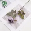 Promoção Quente Borda Queimada Manta Rosa Flor Artificial Haste Única Novo Estilo Chinês Casa Hotel Casamento Decoração Macia Tiro Flor Artificial Atacado