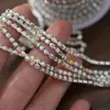 Cadena de Pedrería Rhinestone Blanco AB de Fila Única de 3 mm Cadena Colorida Decoración de Pedrería DIY Pañuelo de Cabeza Bolsa Ropa