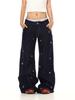 Jeans Anchos Bordados con Estrellas de Colores Estilo Americano Transfronterizo para Mujer, Sueltos, Casual, de Cintura Baja y Caída