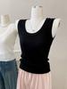 Chaleco de Punto Fino con Cuello en U de Seda de Hielo para Mujer, Nuevo Estilo Verano 2026, Top sin Mangas que Cubre los Lados del Pecho, Camiseta sin Mangas Exterior