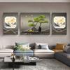 Bem-vindo Pintura de Fundo de Sofá Pine Estilo Chinês Novo Pintura de Decoração de Sala de Estar Tríptico Combinado para Escritório Mural Atacado