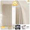 Cortinas para Dormitorio con Oscurecimiento Total, Nuevo Estilo 2025, Algodón y Lino, Estilo Crema, Lujo Ligero, Sensación de Alta Gama, Aislamiento Térmico, Tela Protectora Solar para la Sala de Estar