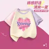 Camiseta de Manga Corta para Niña Verano Algodón Puro Niña 2026 Nuevo Estilo Moda Infantil Tops de Media Manga Verano Marca de Moda