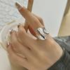 Anillo Ancho de Borde Irregular para Mujer, Superficie Lisa Geométrica, Nuevo Anillo Abierto, Estilo Ins Versátil Único para el Dedo Índice