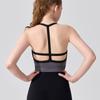 Colete de Yoga Feminino Estilo Coreano Costas Bonitas Cor Contrastante Bojo Fixo Absorvente de Suor Secagem Rápida Sutiã Esportivo Fitness Sutiã de Treinamento de Dança