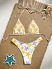 2027 Moda Europea y Americana Nueva Ajustado Estampado de Estrella de Mar Atado Vacaciones Playa Traje de Baño Bikini